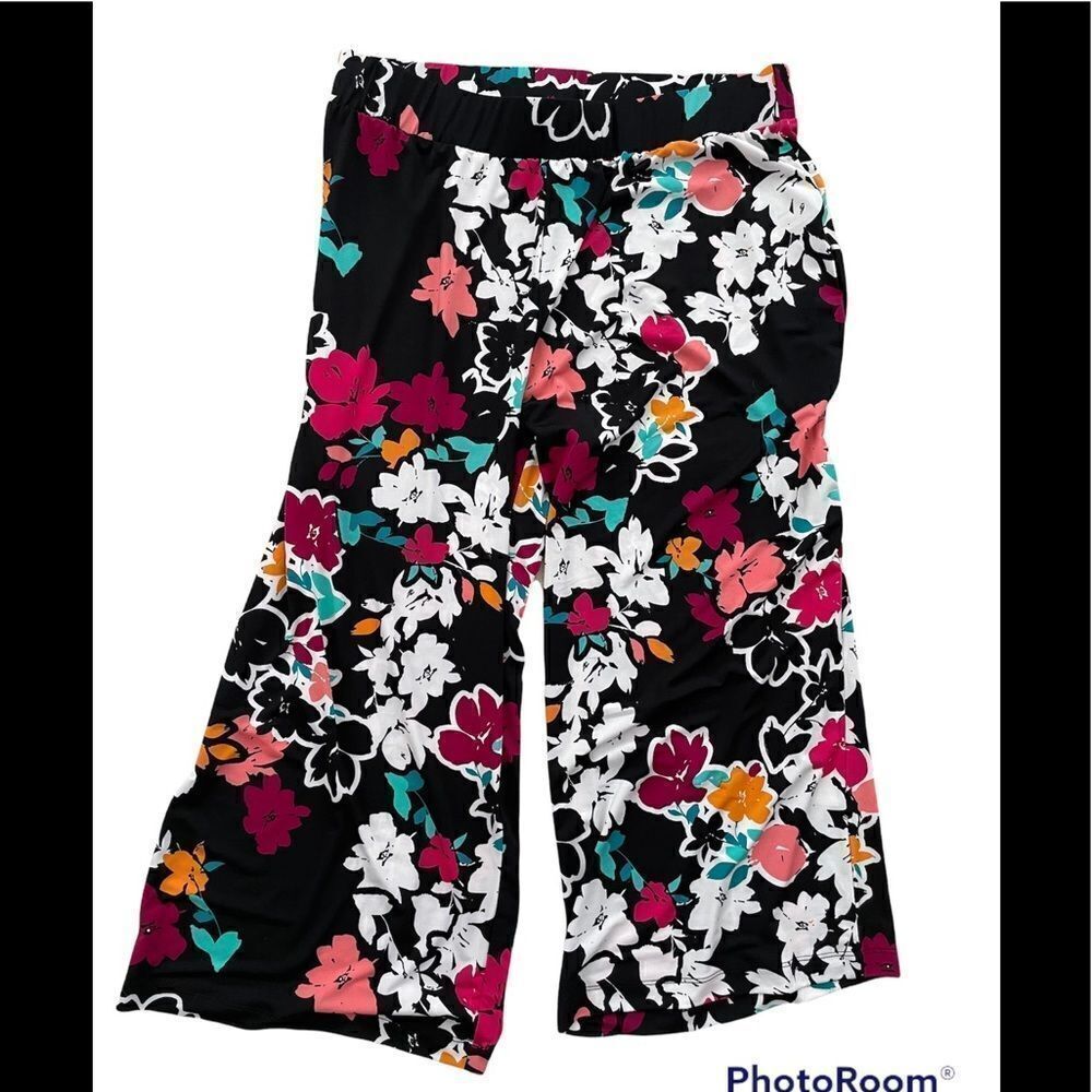 Jessica London Floral Crop Wide Leg Palazzo Pants 18W